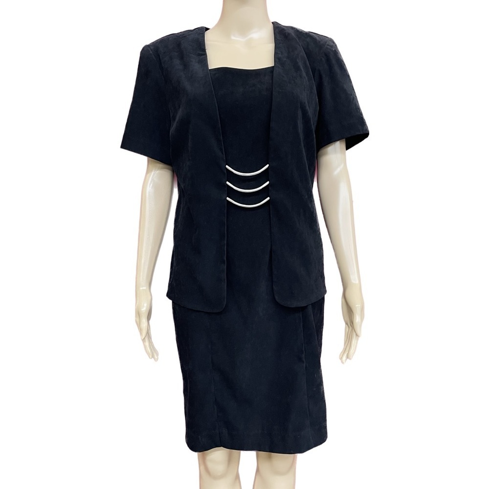 Vintage 1980’s Worthington Black Velvet Stretch Dress Size 12P